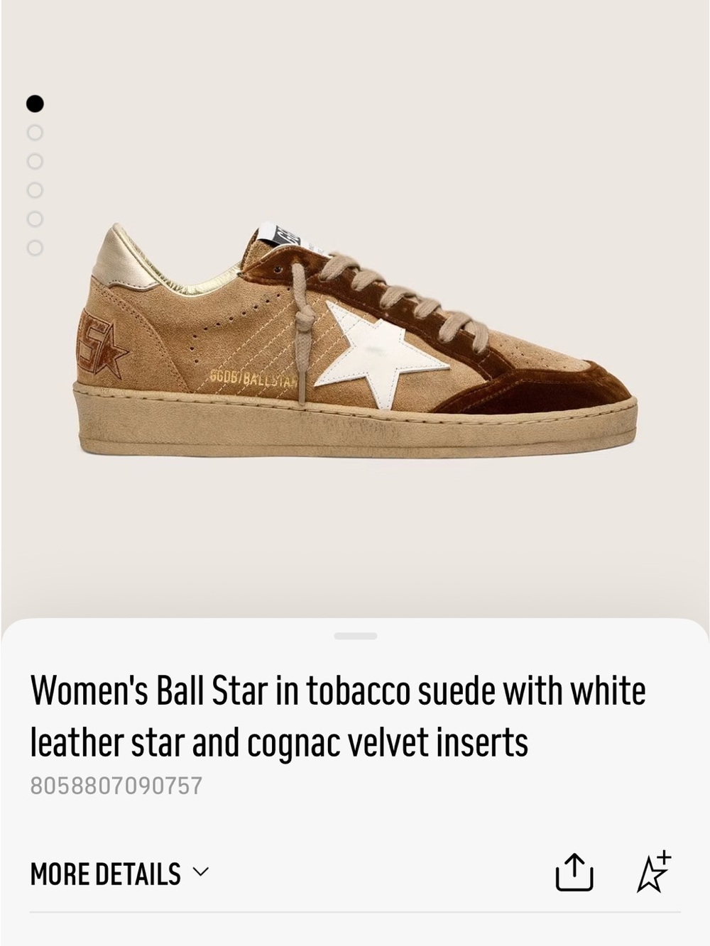 Golden Goose Women's Ball Star Sneaker in Tobacco and White